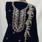 Premium Blue Zari Embroidery Velvet Suit Set With Dupatta
