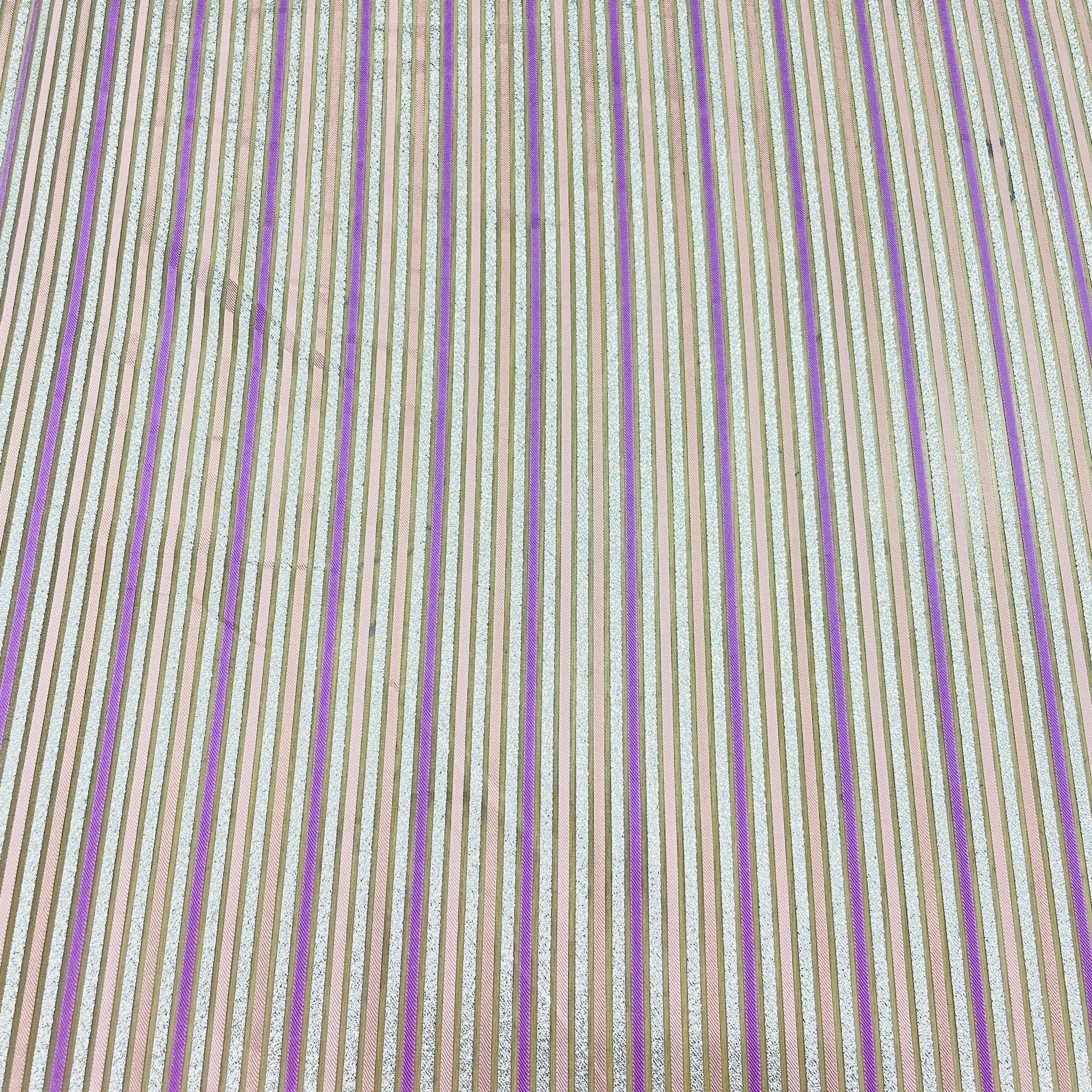 Pink Purple Stripe With Lurex Brocade Jacquard Fabric - TradeUNO