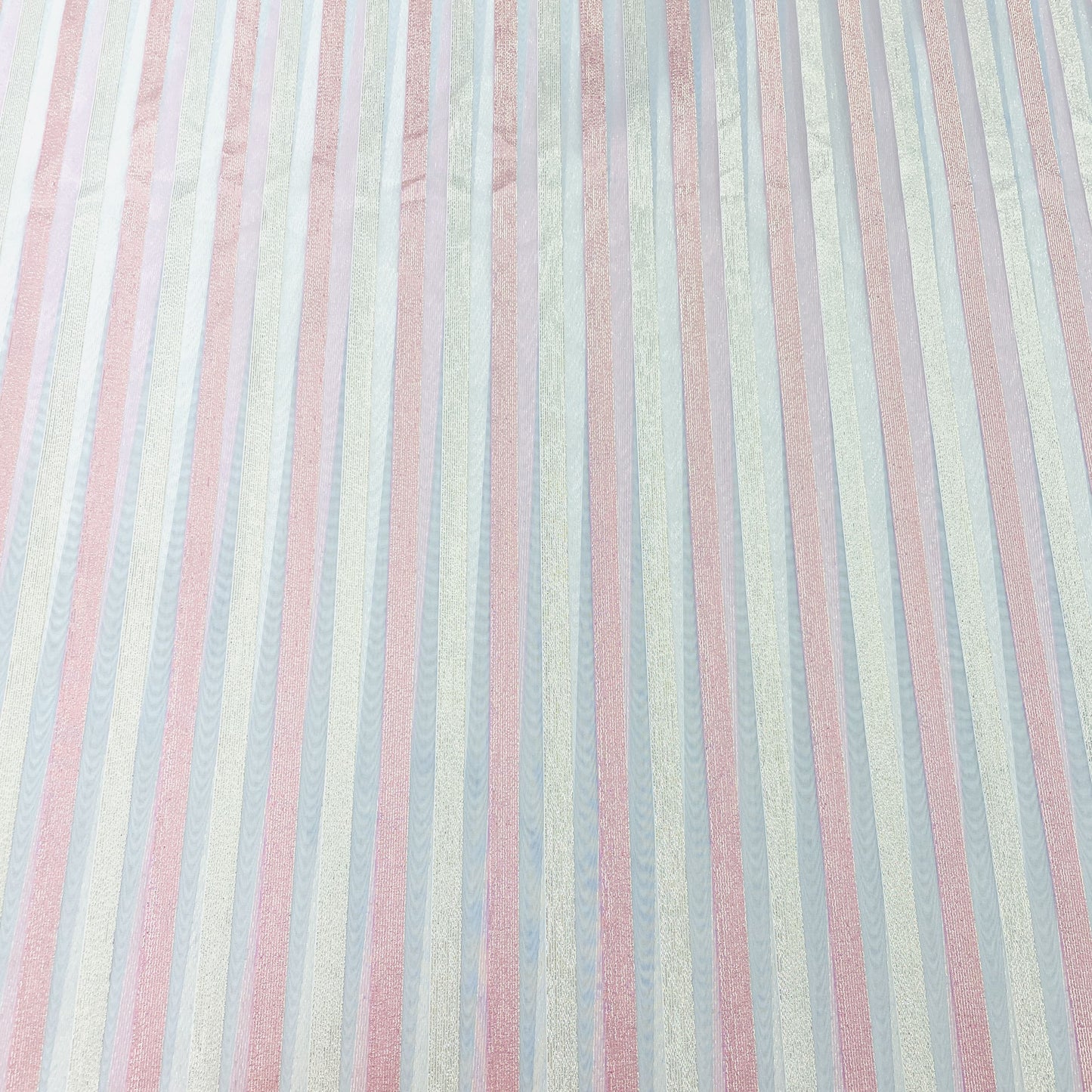 Pink & Golden Stripe Silk Tafetta Fabric