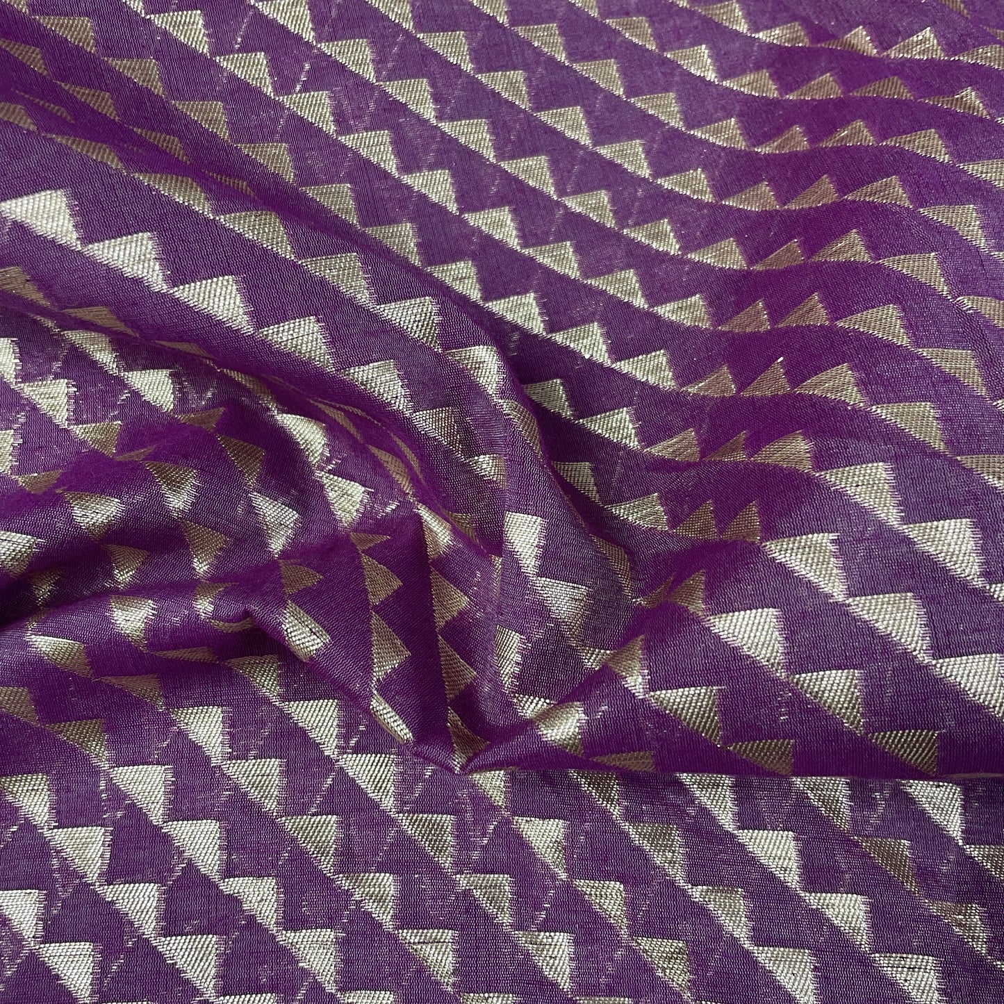 Premium Cotton Katwar Patola Purple Geometricall Jacquard Fabric