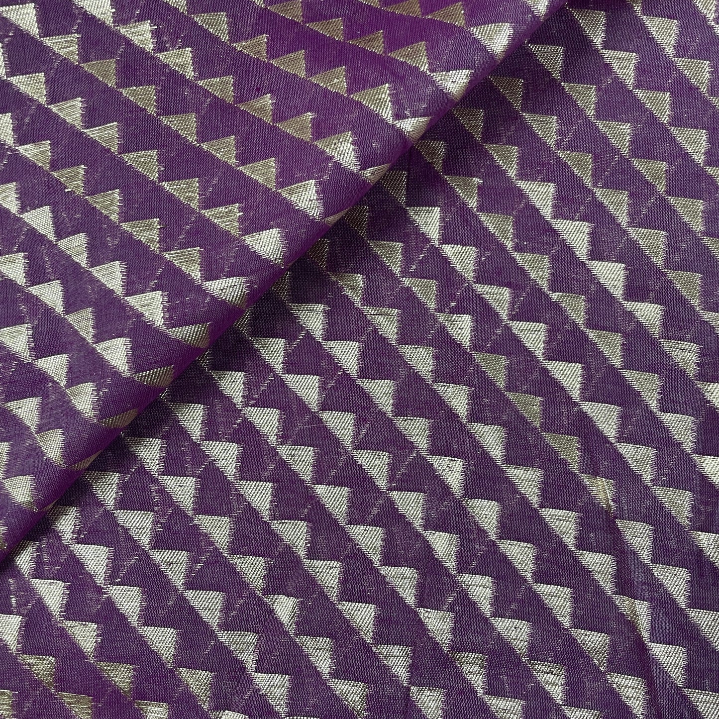 Premium Cotton Katwar Patola Purple Geometricall Jacquard Fabric