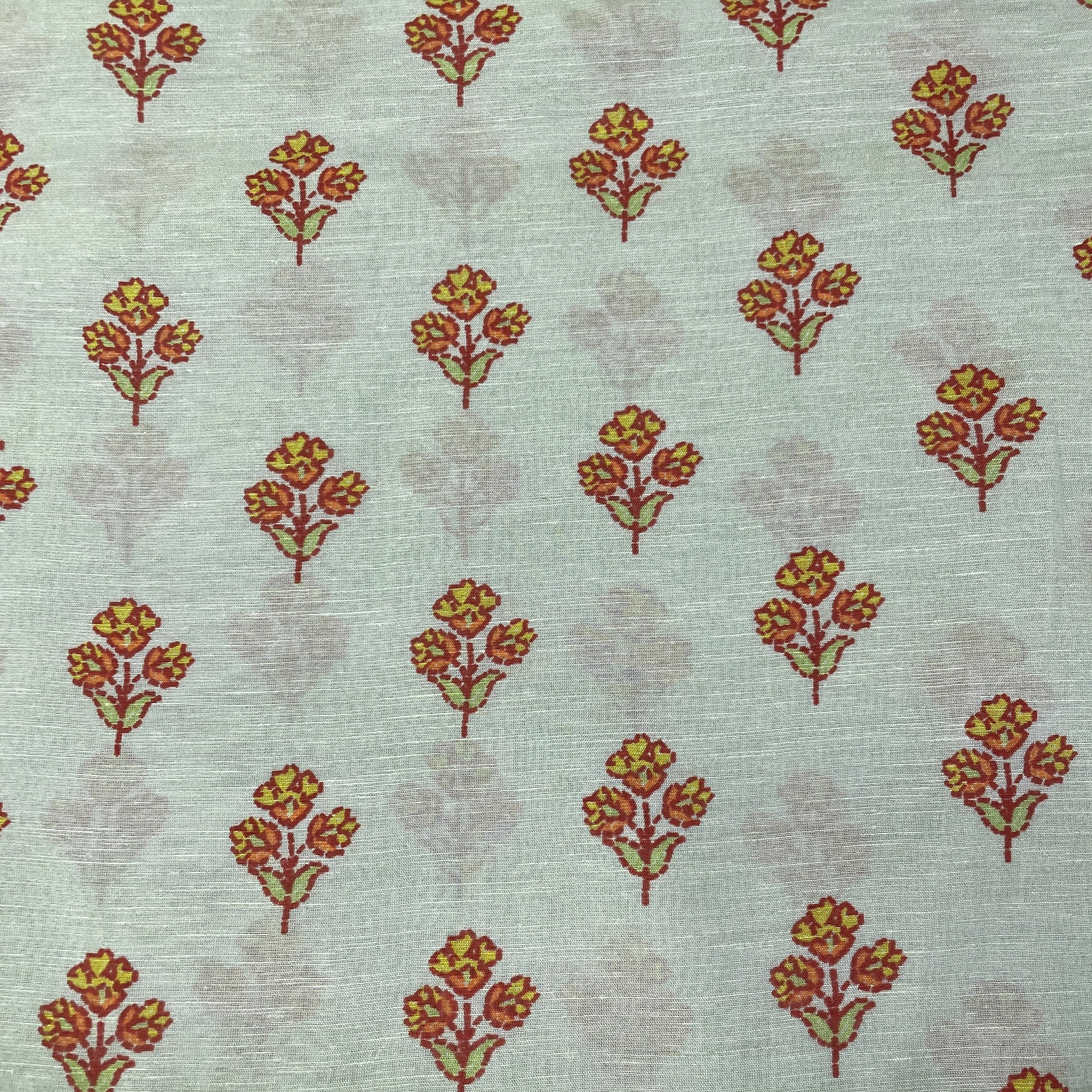 Exclusive Linen Organza Light Green Quirky Prints Fabric