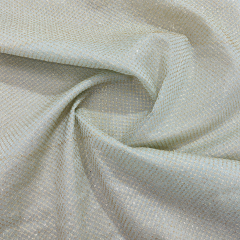 sea green zari embroidery organza fabric
