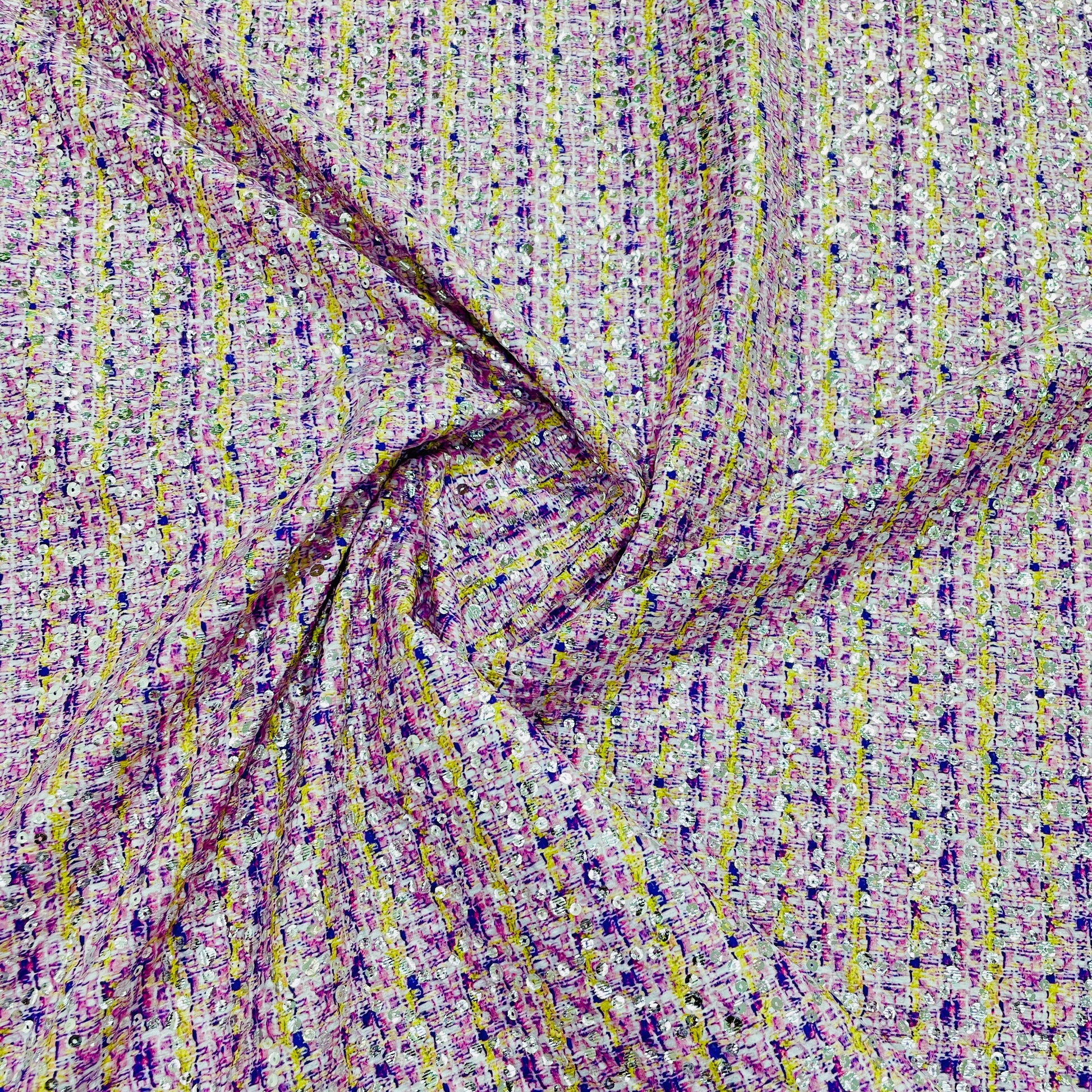 Pink & Brown Embossed Satin Fabric