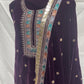 Premium Wine Thread Sequence Embroidery Velvet Suit Set With Dupatta