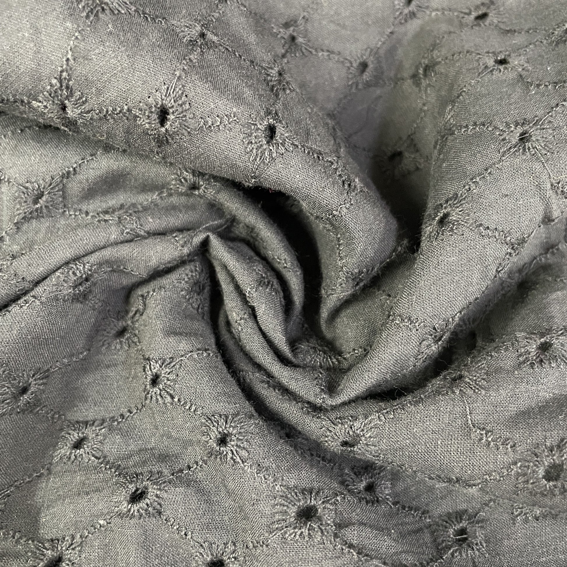 Buy Exclusive Cotton Schiffli Black Floral Embroidery Fabric