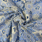 Premium Blue Floral Crepe Croshet Fabric