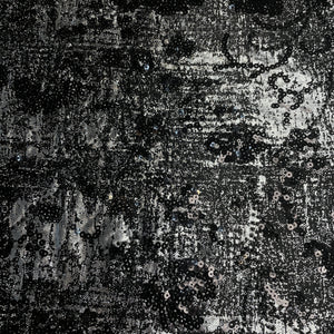 Premium Black Foil Sequins CutDana Handcrafted Net Fabric