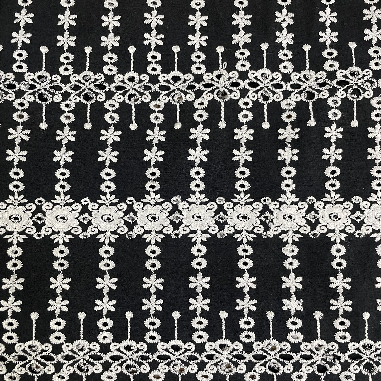 Exclusive Cotton Schiffli Black White Floral Embroidery Fabric