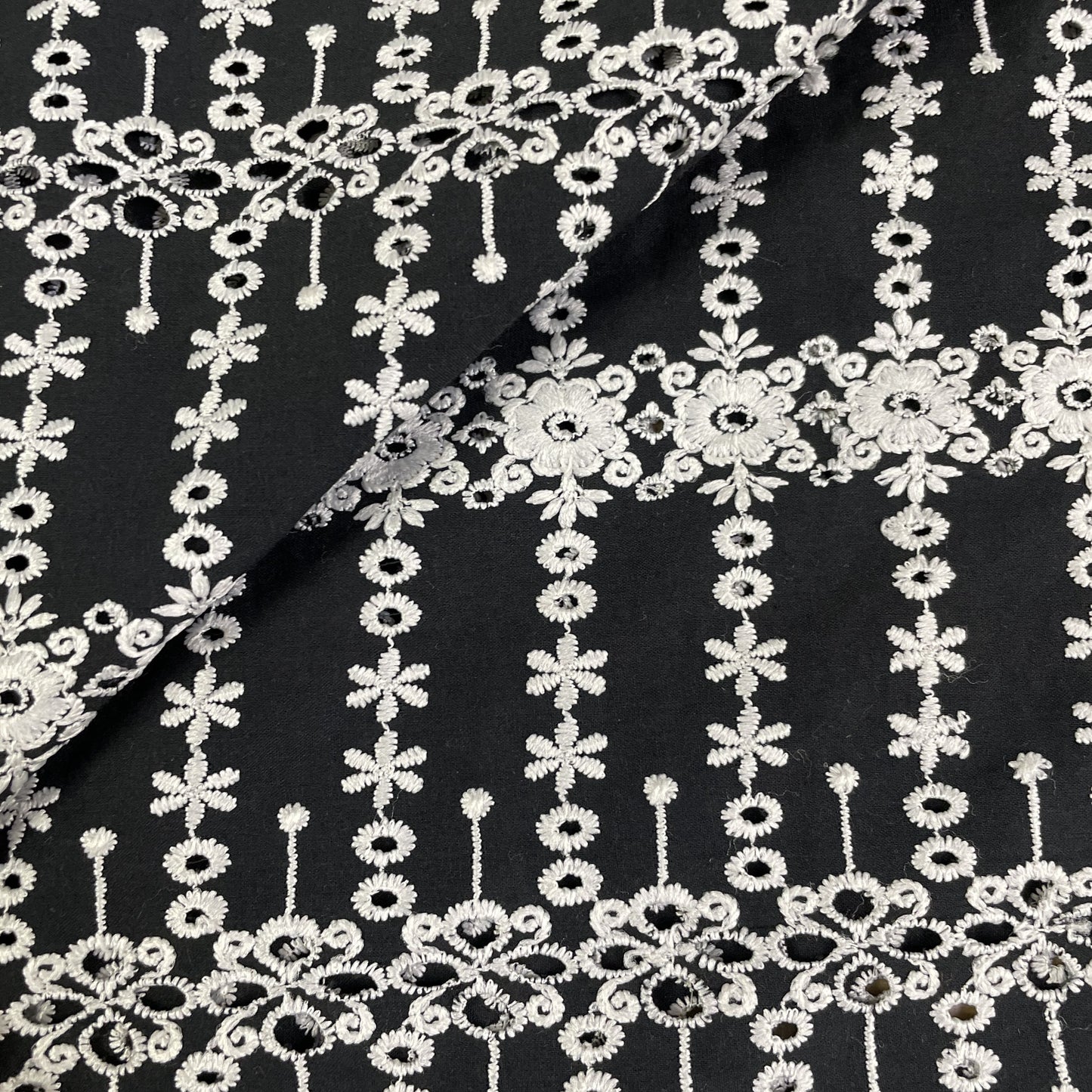 Exclusive Cotton Schiffli Black White Floral Embroidery Fabric