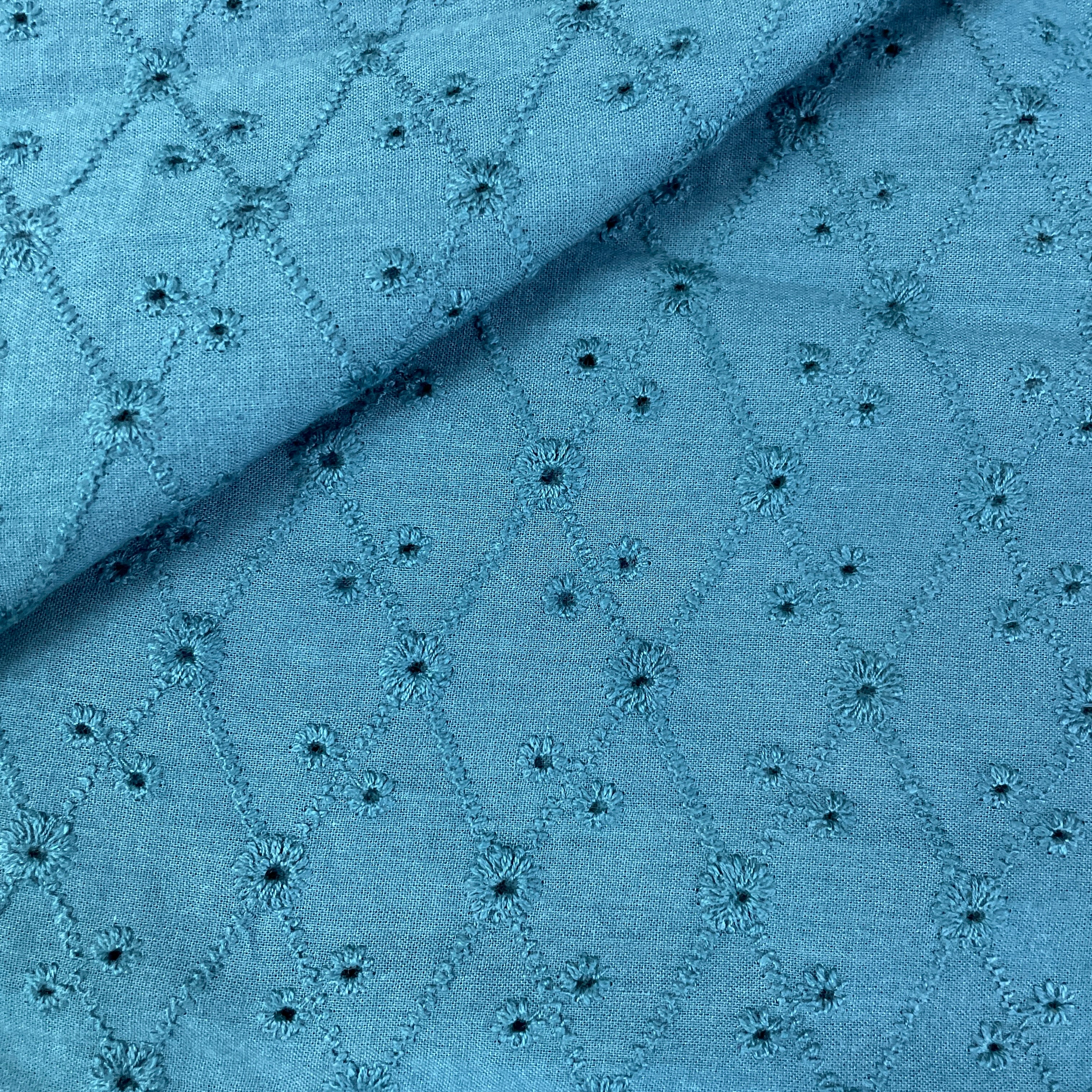 Exclusive Cotton Schiffli Dark Green Floral Embroidery Fabric