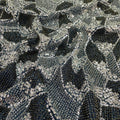 Navy Blue & Silver Beads Imported Sequins Embroidery Net Fabric