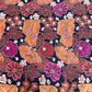 Classic Black Multicolor Floral Sequence Pearl Embroidery Natural Crepe Fabric