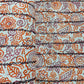 Premium Orange Floral Foil Sequence Embroidery Cotton Fabric