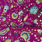 Classic Magenta Pink Multicolor Floral Sequence Embroidery Dola Silk Fabric