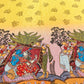 Yellow Shaded Madhubani Sequins Embroidery Chinnon Fabric