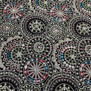 Classic Black Zari Sequence Embroidery Georgette Fabric