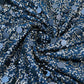 Navy Blue & Golden Sequins Embroidery Net Fabric