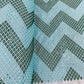 Sea Blue & Dark Green Chevron Mirror Embroidery Georgette Fabric