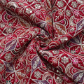 Classic Red Traditional Sequins Embroidery Velvet Fabric 14884