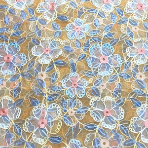 Classic Orange Professional Print Thread Embroidery Organza Fabric