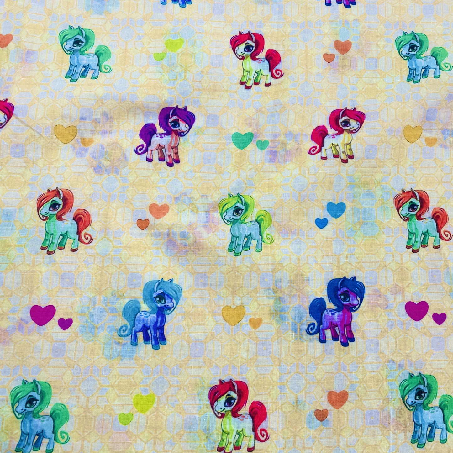 Yellow Kids Print Cotton Fabric