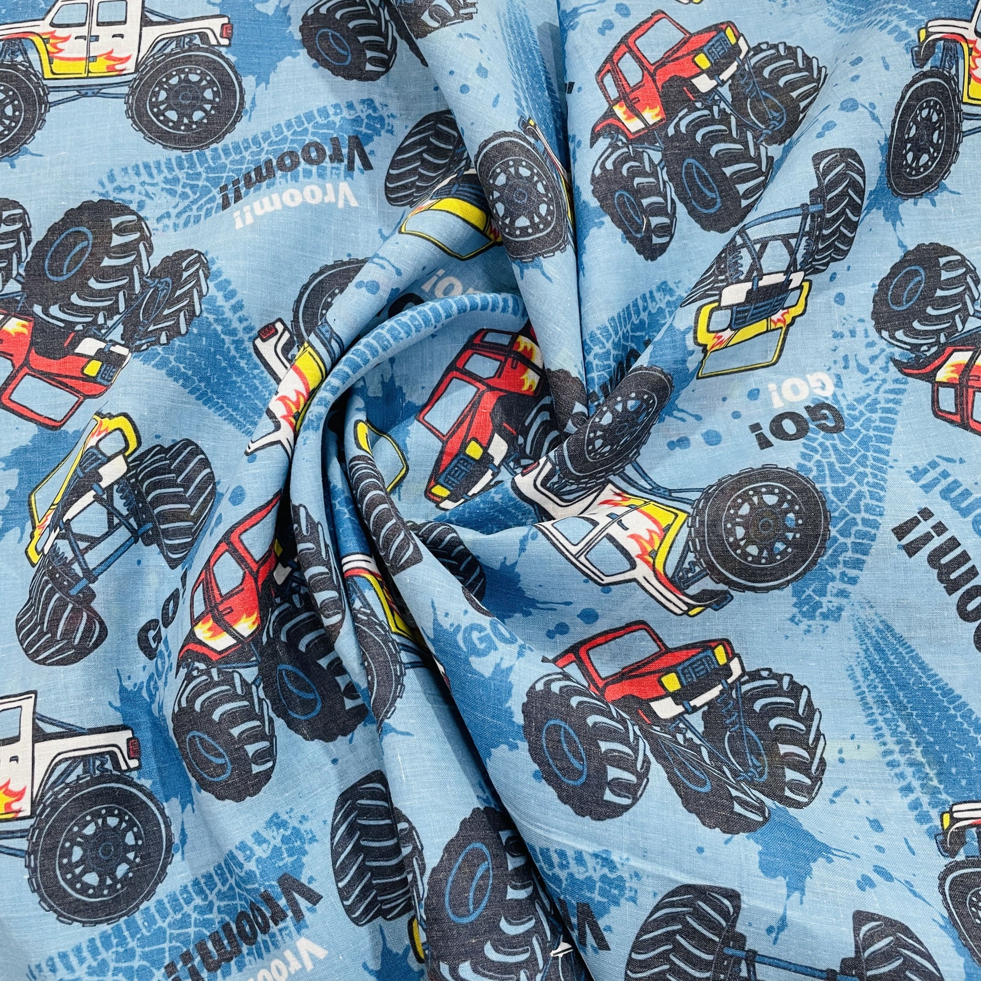 Blue Kids Print Cotton Fabric