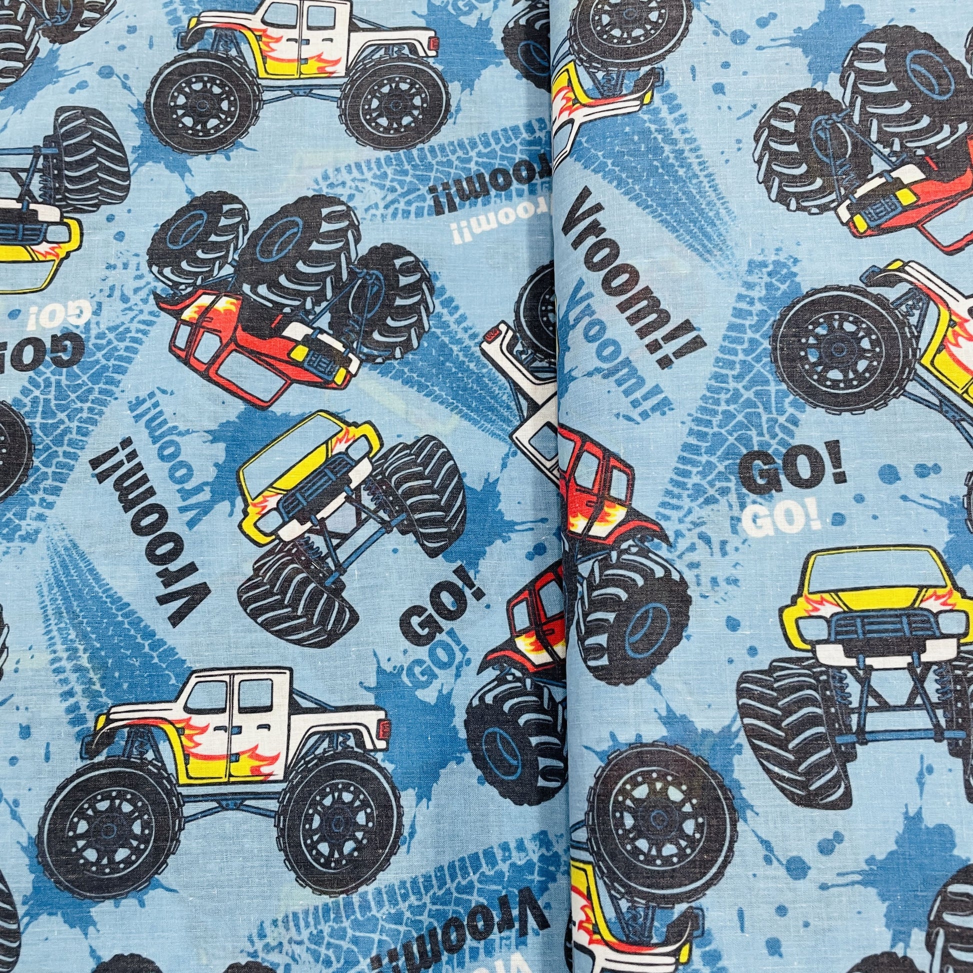 Blue Kids Print Cotton Fabric