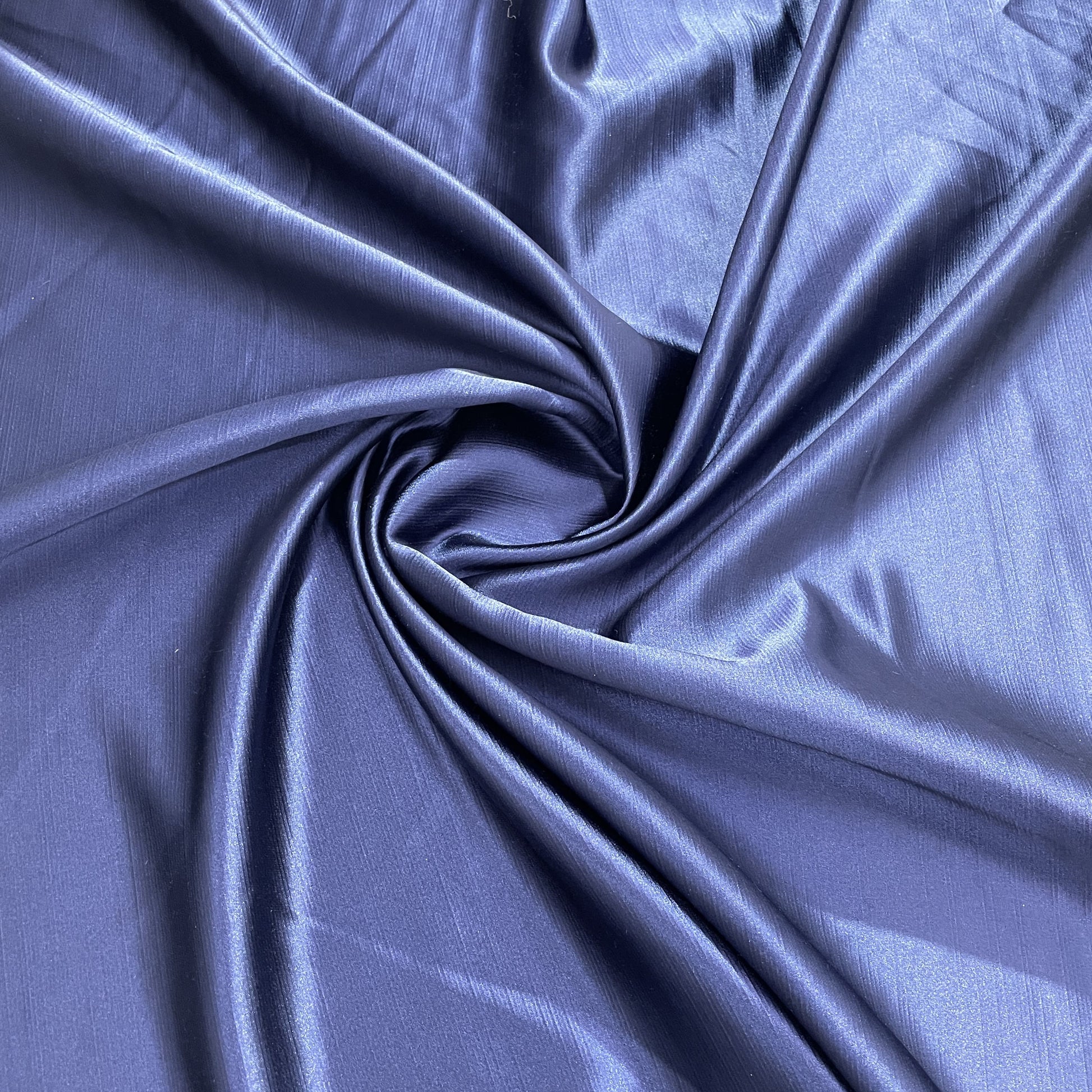 Navy Blue Solid Dobby Satin Fabric