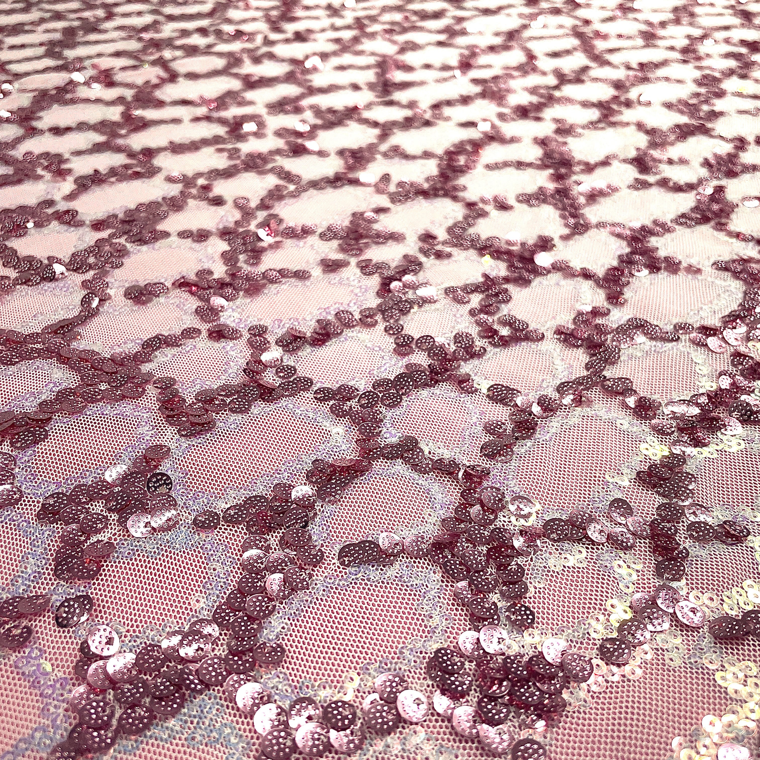 Premium Pink Sequence Embroidery Lycra Net fabric'