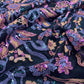 Premium Black & Mulitcolor Floral Sequence Thread Embroidery Net fabric
