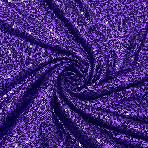 Purple Sequence Embroidery Knitted Lycra Fabric