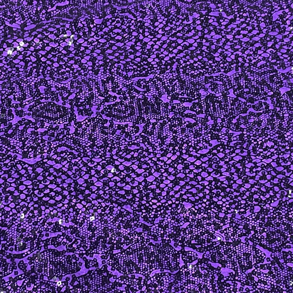 Purple Sequence Embroidery Knitted Lycra Fabric