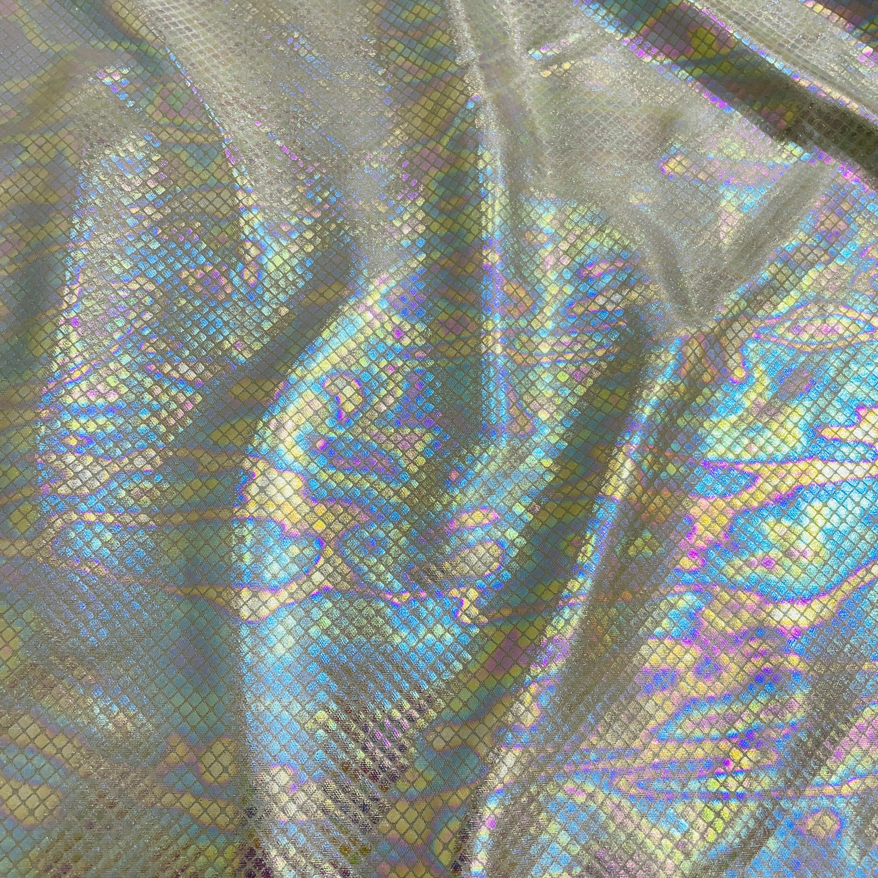 Sage Green Geometerical 3D Ranibow With Lurex Knit Lycra Fabric - TradeUNO