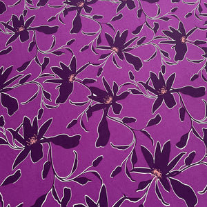 Purple Floral Print Crepe Fabric