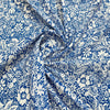 White & Blue Floral Print Crepe Fabric