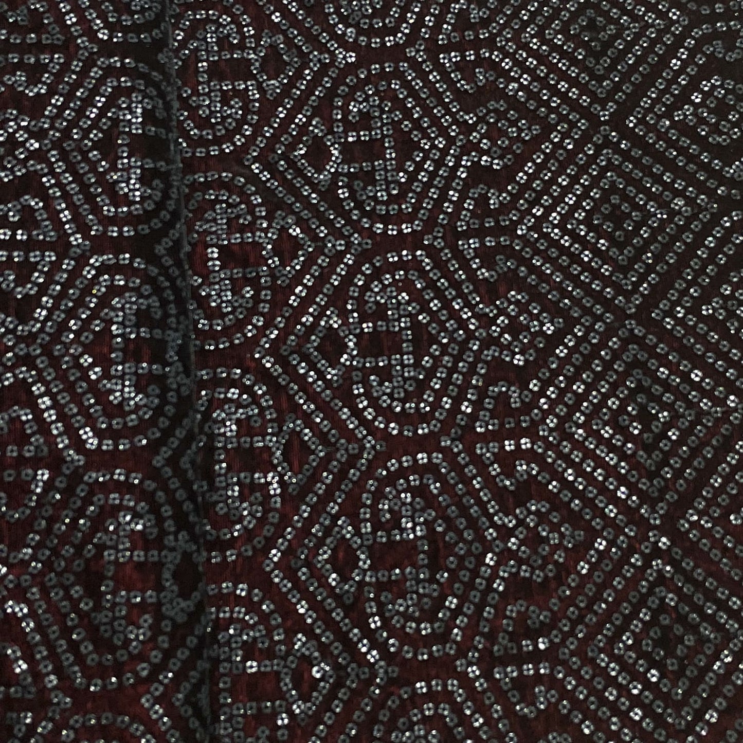 Premium Dark Red Sequence Embroidery Velvet Fabric