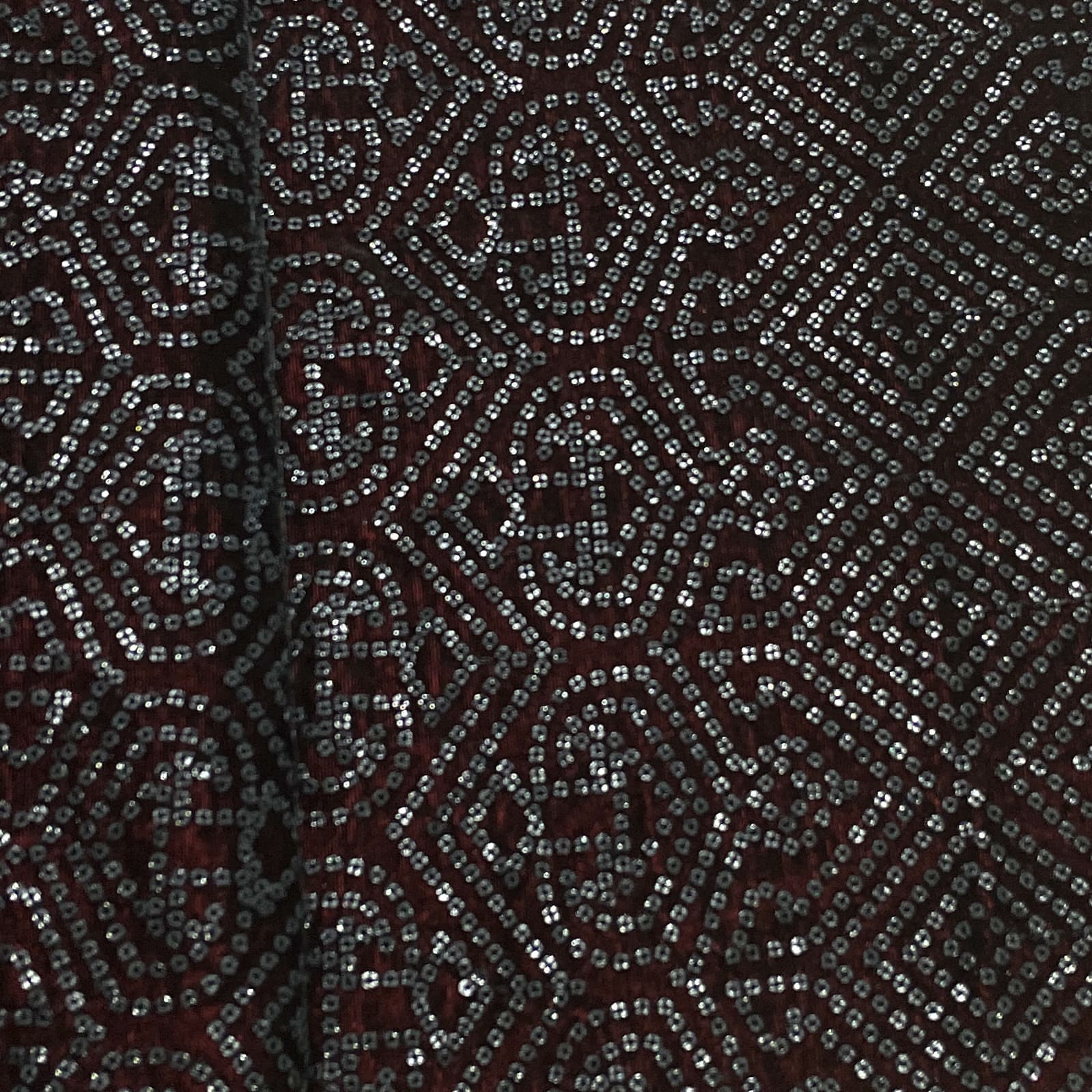 Premium Dark Red Sequence Embroidery Velvet Fabric