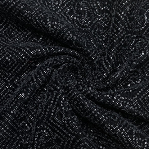 Premium Black Sequence Embroidery Velvet Fabric