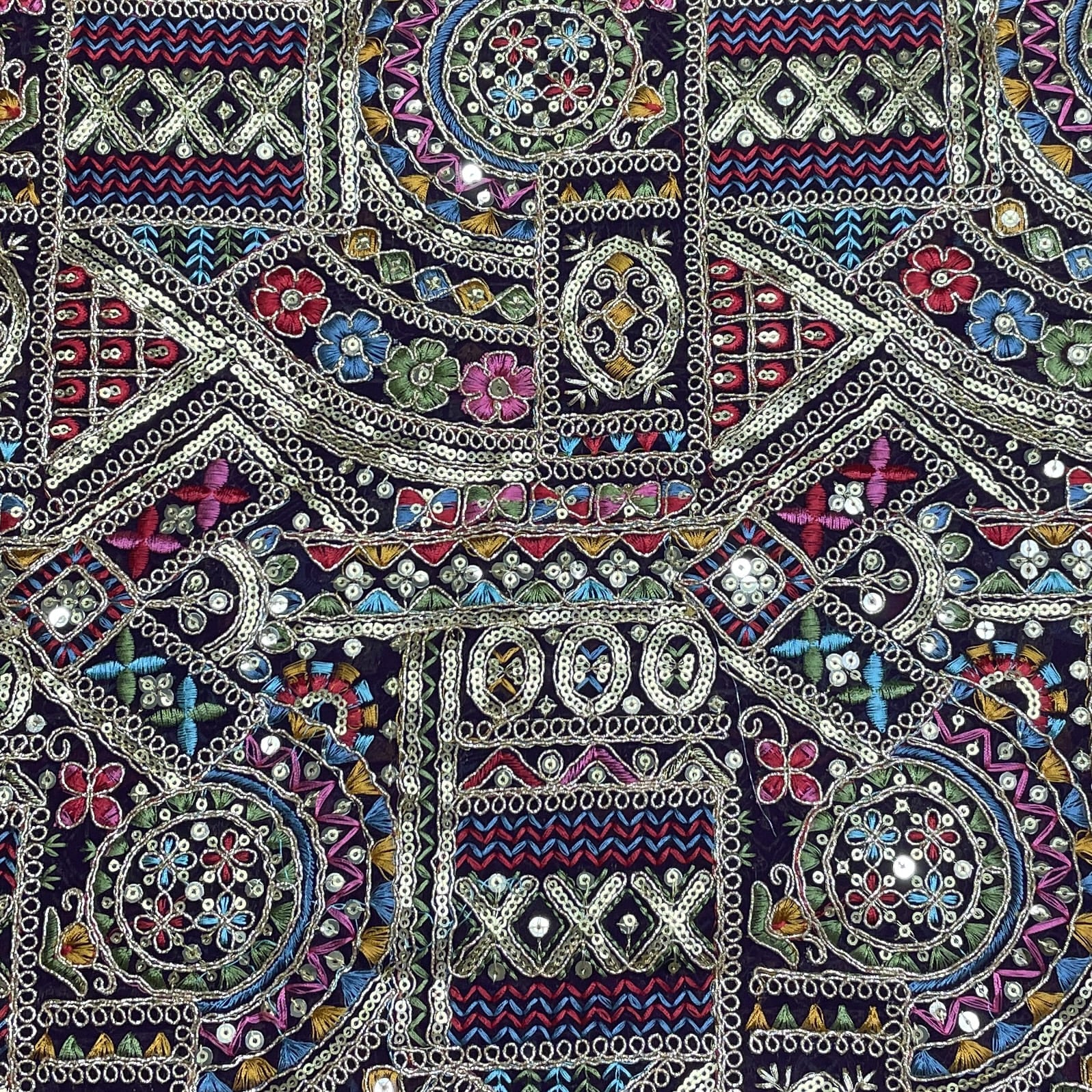 Premium Wine Traditional Zari Sequence Embroidery Georgette Fabric