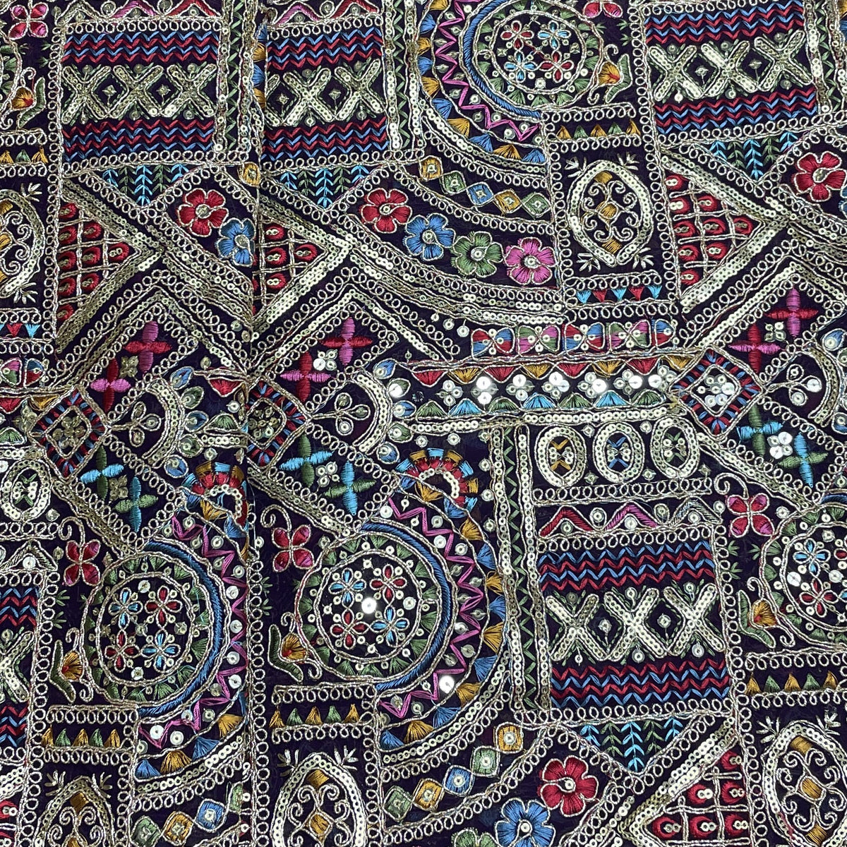 Premium Wine Traditional Zari Sequence Embroidery Georgette Fabric