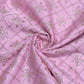 Premium Pink Floral Foil Print Silk Fabric