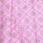 Premium Pink Floral Foil Print Silk Fabric