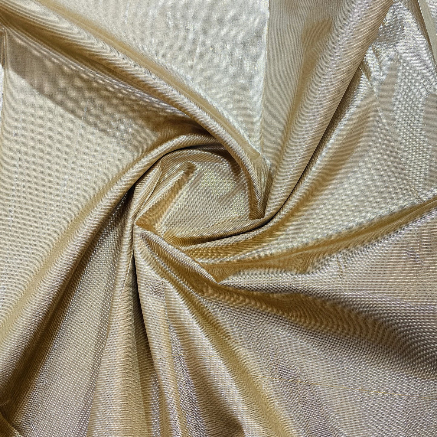 Light Golden Solid Shimmer Banarsi Satin Brocade Fabric