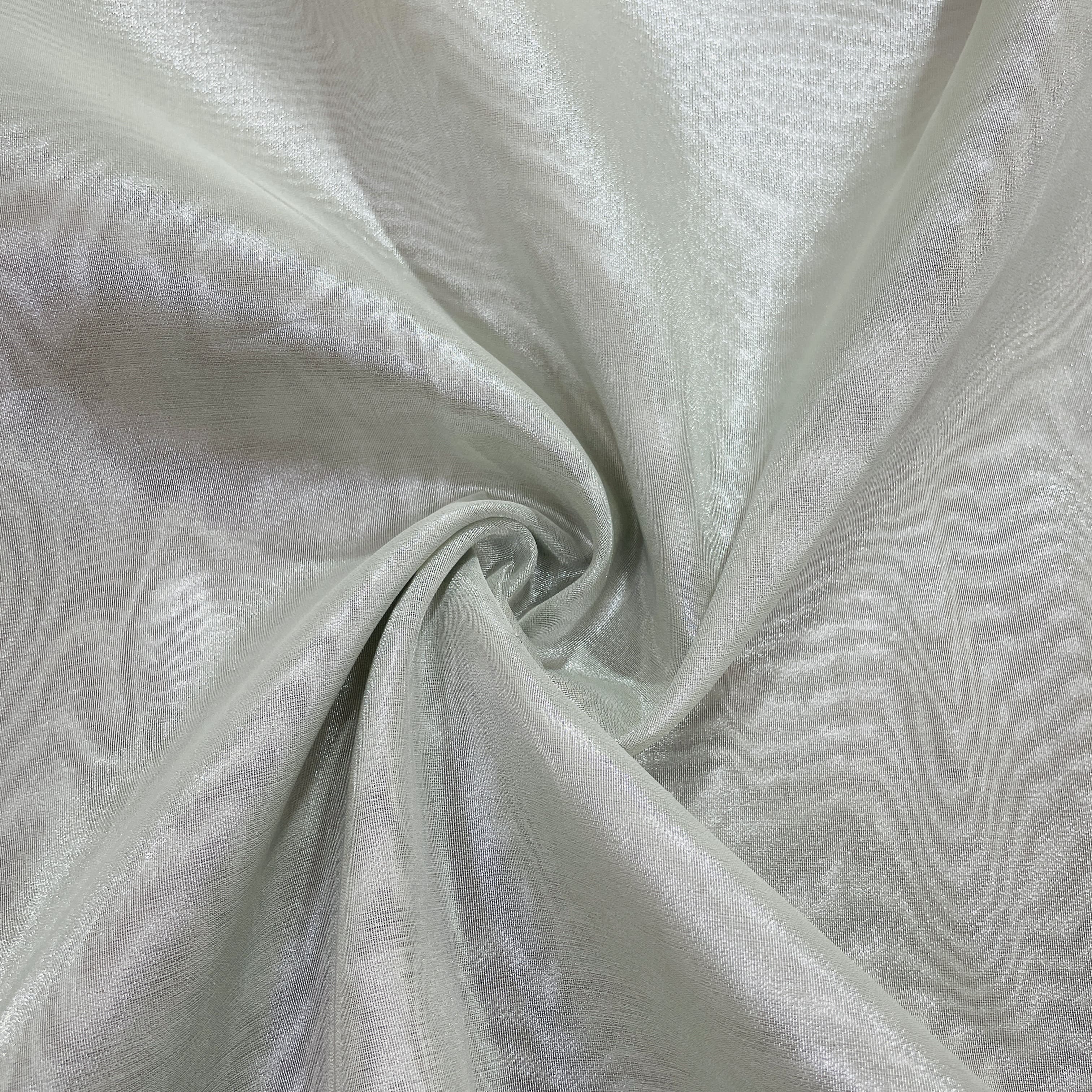 Silver Solid Banarsi Satin Fabric