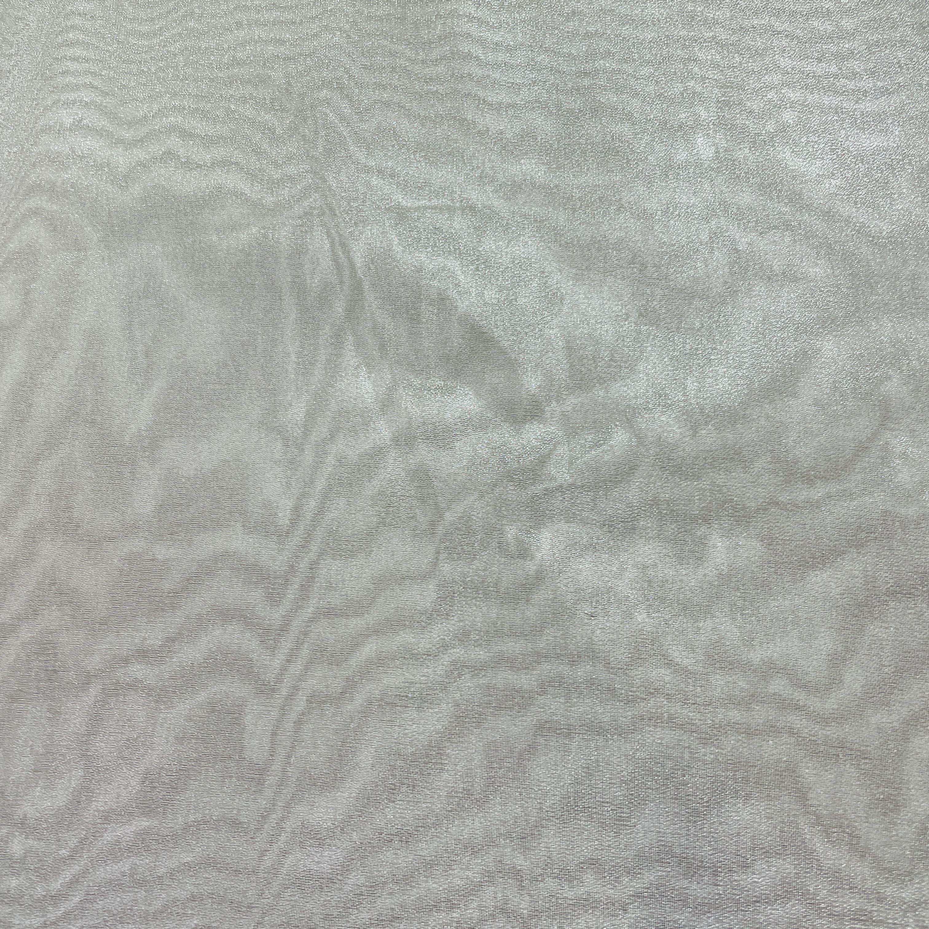 Silver Solid Banarsi Satin Fabric