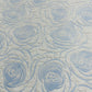 White Blue Floral Print Embossed Imported Satin - TradeUNO