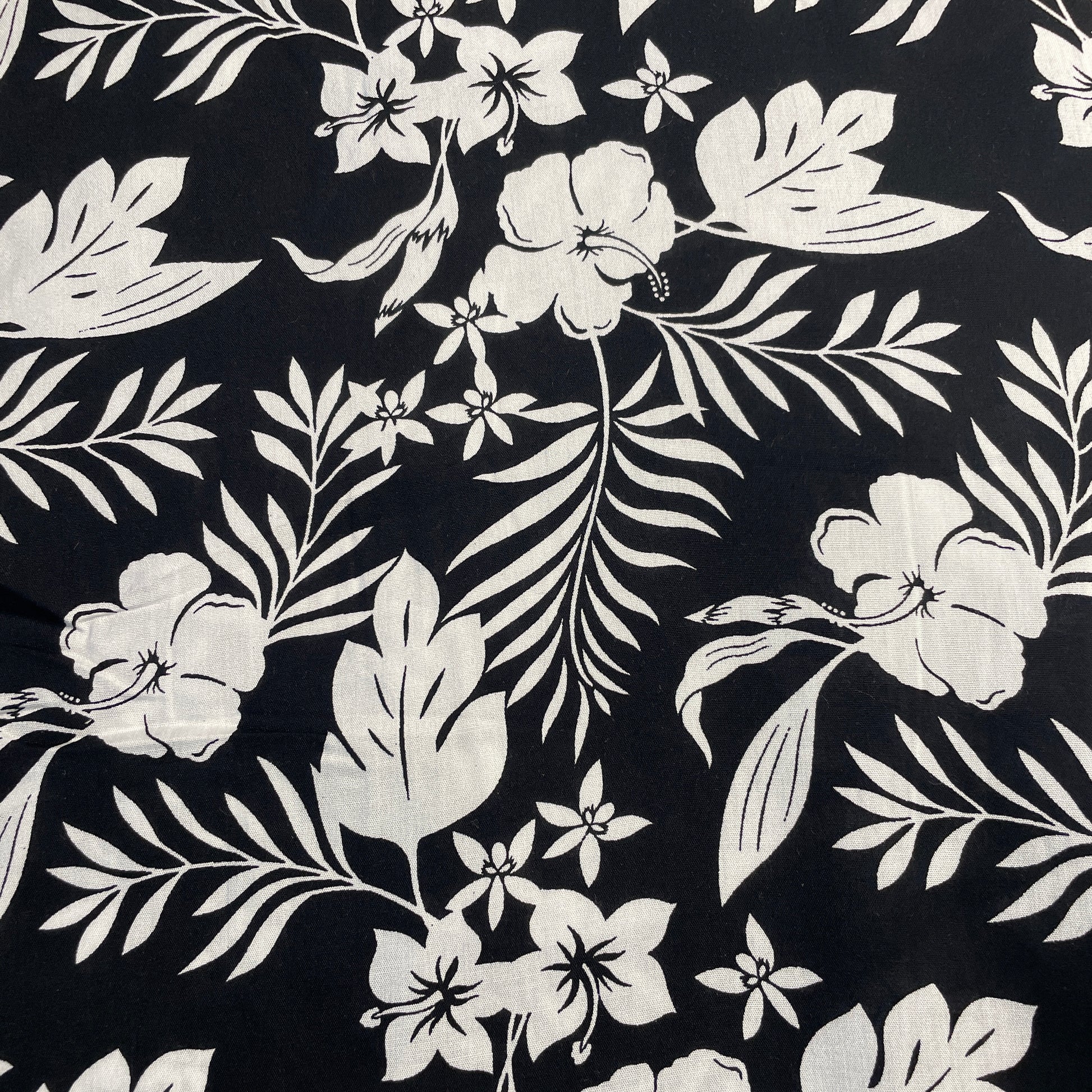 Exclusive Black White Floral Print Rayon Fabric