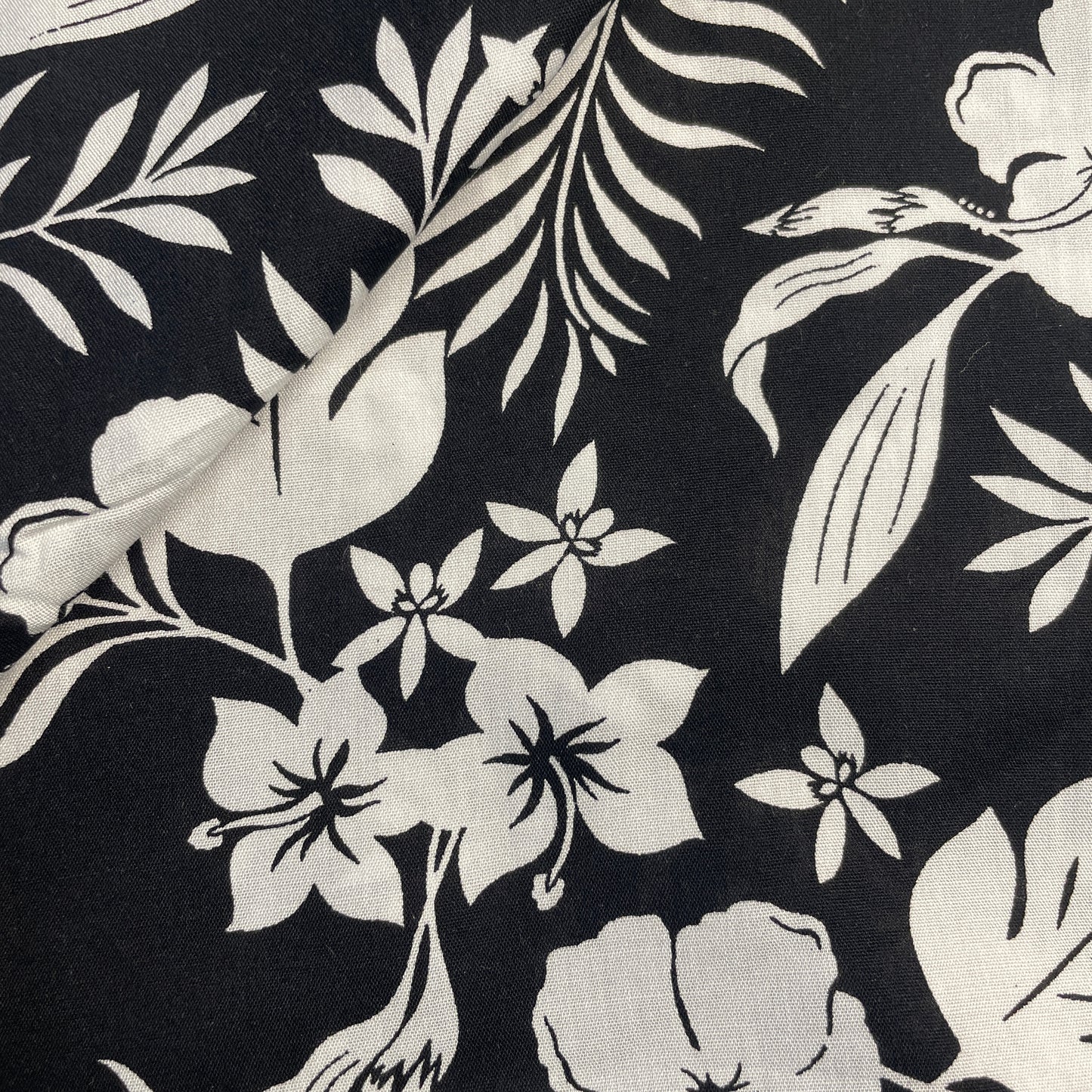 Exclusive Black White Floral Print Rayon Fabric