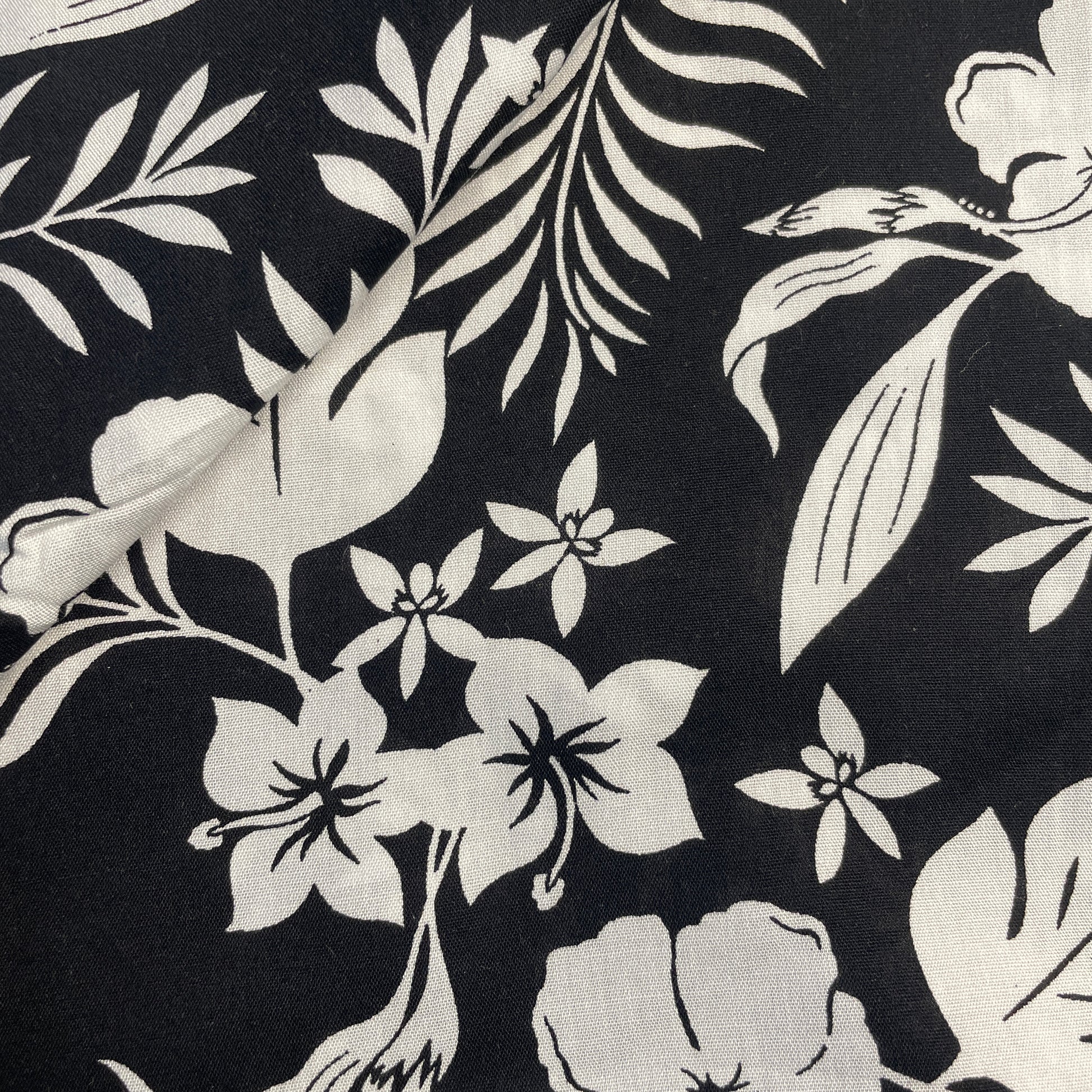 Exclusive Black White Floral Print Rayon Fabric